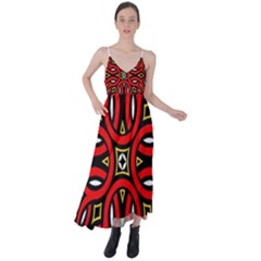 Traditional Art Pattern Tie Back Maxi Dress