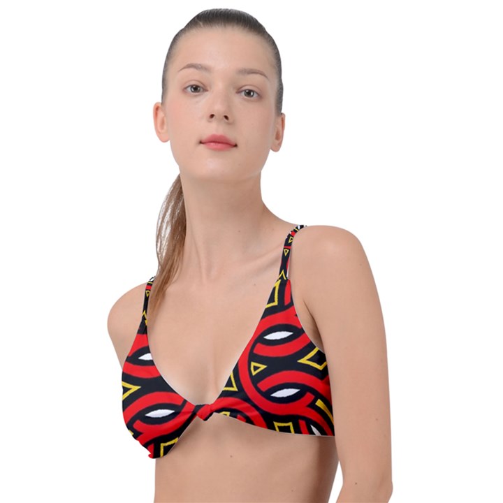 Traditional Art Pattern Knot Up Bikini Top