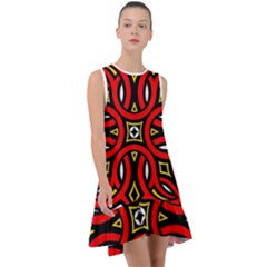 Traditional Art Pattern Frill Swing Dress