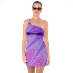 Purple-star-sun-sunshine-fractal One Shoulder Ring Trim Bodycon Dress by Ket1n9