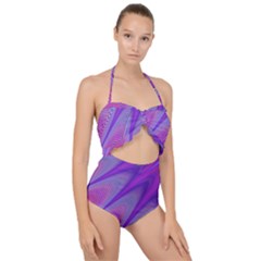 Purple-star-sun-sunshine-fractal Scallop Top Cut Out Swimsuit by Ket1n9