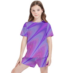 Purple-star-sun-sunshine-fractal Kids  T-shirt And Sports Shorts Set by Ket1n9