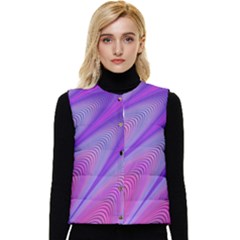 Purple-star-sun-sunshine-fractal Women s Button Up Puffer Vest by Ket1n9