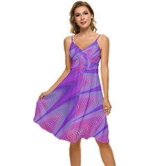 Purple-star-sun-sunshine-fractal Sleeveless Tie Front Chiffon Dress