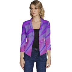 Purple-star-sun-sunshine-fractal Women s Casual 3/4 Sleeve Spring Jacket