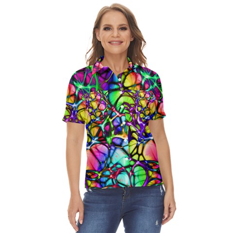 Network-nerves-nervous-system-line Women s Short Sleeve Double Pocket Shirt by Ket1n9