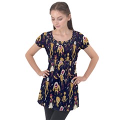 Alien Surface Pattern Puff Sleeve Tunic Top by Ket1n9