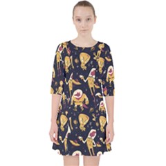 Alien Surface Pattern Quarter Sleeve Pocket Dress by Ket1n9