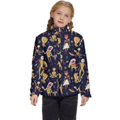 Alien Surface Pattern Kids  Puffer Bubble Jacket Coat by Ket1n9