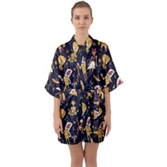 Alien Surface Pattern Half Sleeve Satin Kimono  by Ket1n9