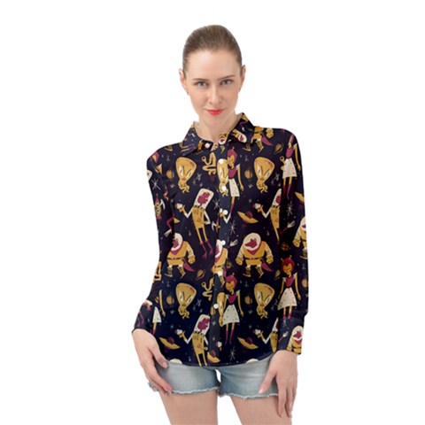 Alien Surface Pattern Long Sleeve Chiffon Shirt by Ket1n9