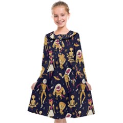 Alien Surface Pattern Kids  Midi Sailor Dress by Ket1n9