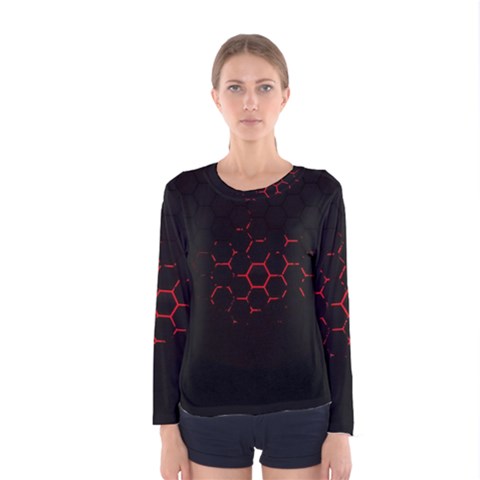 Abstract Pattern Honeycomb Women s Long Sleeve T-shirt by Ket1n9