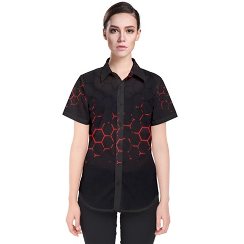 Abstract Pattern Honeycomb Women s Short Sleeve Shirt by Ket1n9