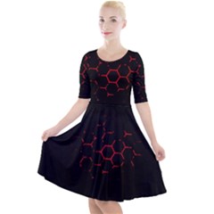 Abstract Pattern Honeycomb Quarter Sleeve A-line Dress by Ket1n9