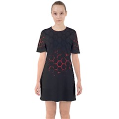 Abstract Pattern Honeycomb Sixties Short Sleeve Mini Dress by Ket1n9