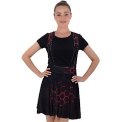 Abstract Pattern Honeycomb Velvet Suspender Skater Skirt by Ket1n9