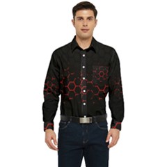 Abstract Pattern Honeycomb Men s Long Sleeve Pocket Shirt 