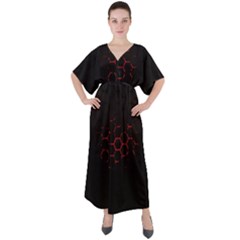 Abstract Pattern Honeycomb V-neck Boho Style Maxi Dress by Ket1n9