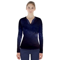 Cosmos-dark-hd-wallpaper-milky-way V-neck Long Sleeve Top by Ket1n9