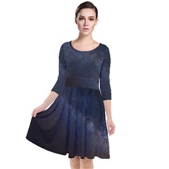 Cosmos-dark-hd-wallpaper-milky-way Quarter Sleeve Waist Band Dress by Ket1n9