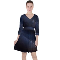 Cosmos-dark-hd-wallpaper-milky-way Quarter Sleeve Ruffle Waist Dress by Ket1n9