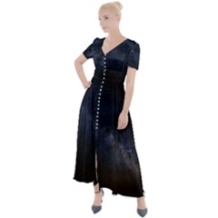 Cosmos-dark-hd-wallpaper-milky-way Button Up Short Sleeve Maxi Dress by Ket1n9