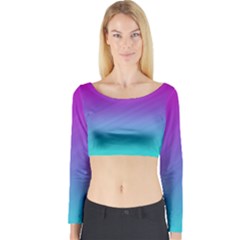 Background-pink-blue-gradient Long Sleeve Crop Top by Ket1n9