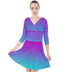 Background-pink-blue-gradient Quarter Sleeve Front Wrap Dress by Ket1n9