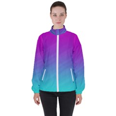 Background-pink-blue-gradient Women s High Neck Windbreaker