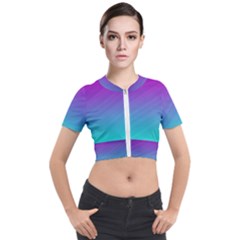 Background-pink-blue-gradient Short Sleeve Cropped Jacket by Ket1n9