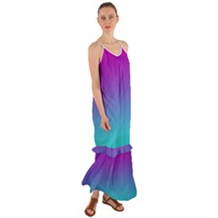 Background-pink-blue-gradient Cami Maxi Ruffle Chiffon Dress by Ket1n9