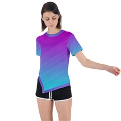 Background-pink-blue-gradient Asymmetrical Short Sleeve Sports T-shirt by Ket1n9