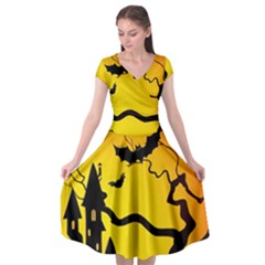 Halloween Night Terrors Cap Sleeve Wrap Front Dress by Ket1n9