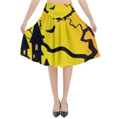 Halloween Night Terrors Flared Midi Skirt by Ket1n9