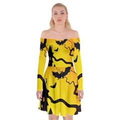 Halloween Night Terrors Off Shoulder Skater Dress by Ket1n9