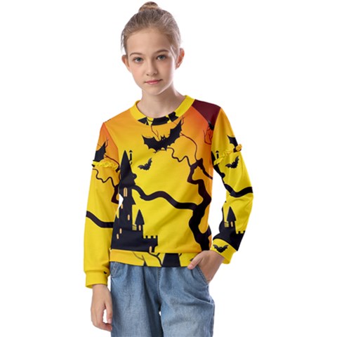 Halloween Night Terrors Kids  Long Sleeve T-shirt With Frill  by Ket1n9