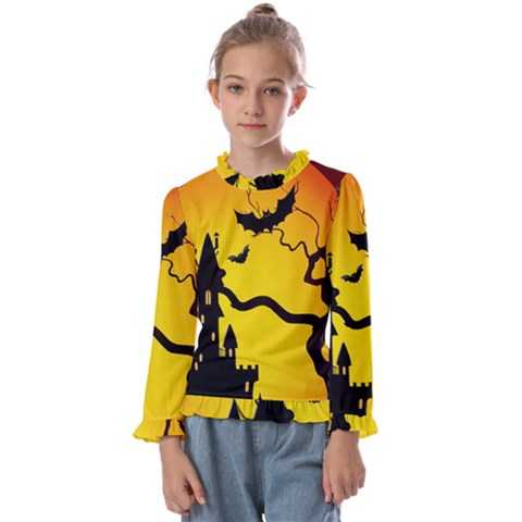 Halloween Night Terrors Kids  Frill Detail T-shirt by Ket1n9