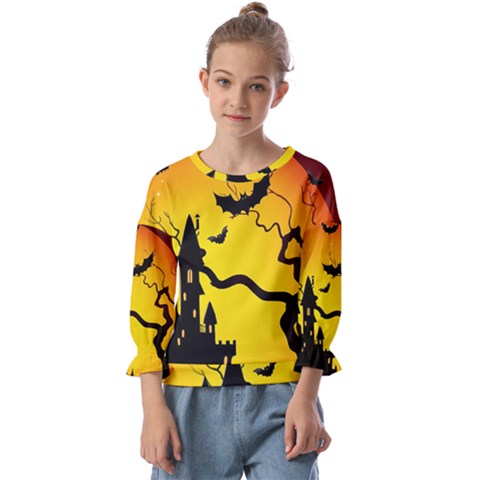 Halloween Night Terrors Kids  Cuff Sleeve Top by Ket1n9