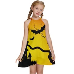 Halloween Night Terrors Kids  Halter Collar Waist Tie Chiffon Dress by Ket1n9