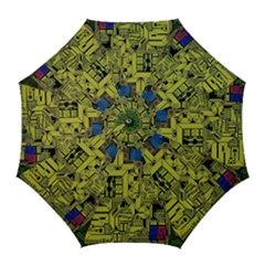 Technology Circuit Board Golf Umbrellas by Ket1n9