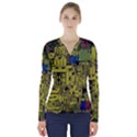 Technology Circuit Board V-Neck Long Sleeve Top View1