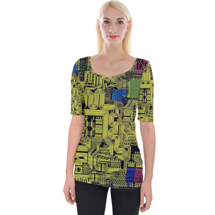 Technology Circuit Board Wide Neckline T-Shirt