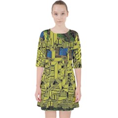 Technology Circuit Board Quarter Sleeve Pocket Dress by Ket1n9