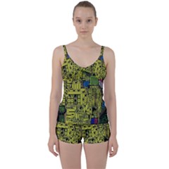 Technology Circuit Board Tie Front Two Piece Tankini by Ket1n9