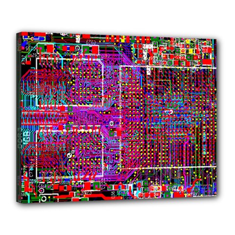 Technology Circuit Board Layout Pattern Canvas 20  X 16  (stretched) by Ket1n9