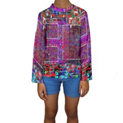 Technology Circuit Board Layout Pattern Kids  Long Sleeve Swimwear by Ket1n9