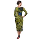 Technology Circuit Board Quarter Sleeve Midi Velour Bodycon Dress View2