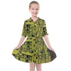 Technology Circuit Board Kids  All Frills Chiffon Dress by Ket1n9