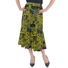 Technology Circuit Board Midi Mermaid Skirt by Ket1n9